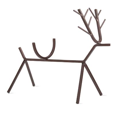 Antique Bronze Reindeer Wine Bottle Holder and Carrier for Bar Christmas Decor 9.06 in H x 11.81 in L x 4.92 in W