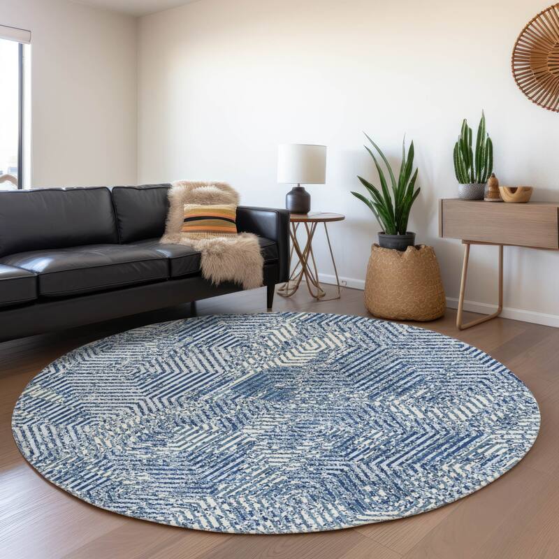 Machine Washable Indoor/ Outdoor Chantille Contemporary Maze Rug