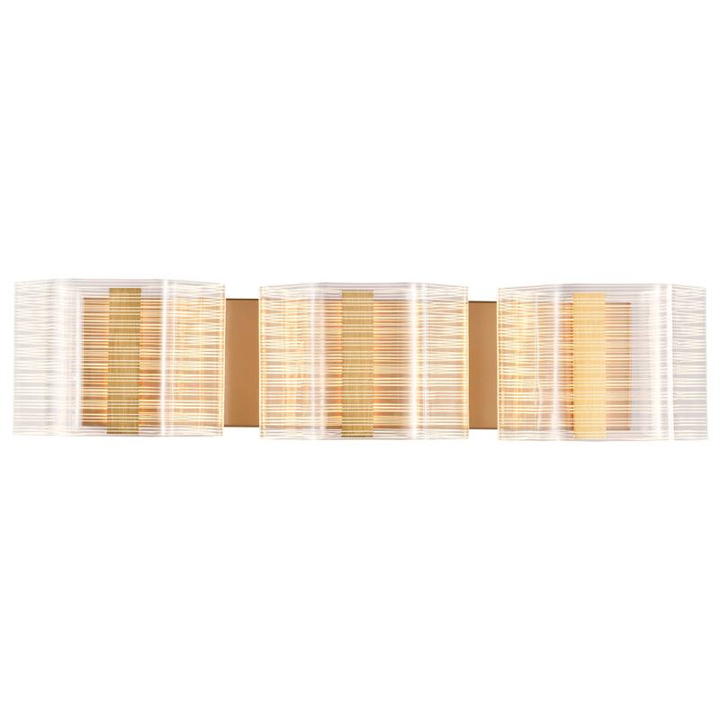 Kenzo LED 3 Light Vanity Vintage Brass Finish Light Guide Panel - Polished Anodized Bronze