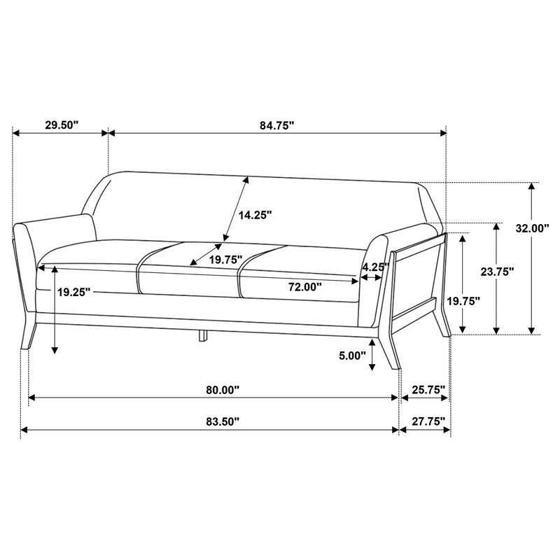 Vaughn Fabric Upholstered Flared Arm Sofa Set Grey