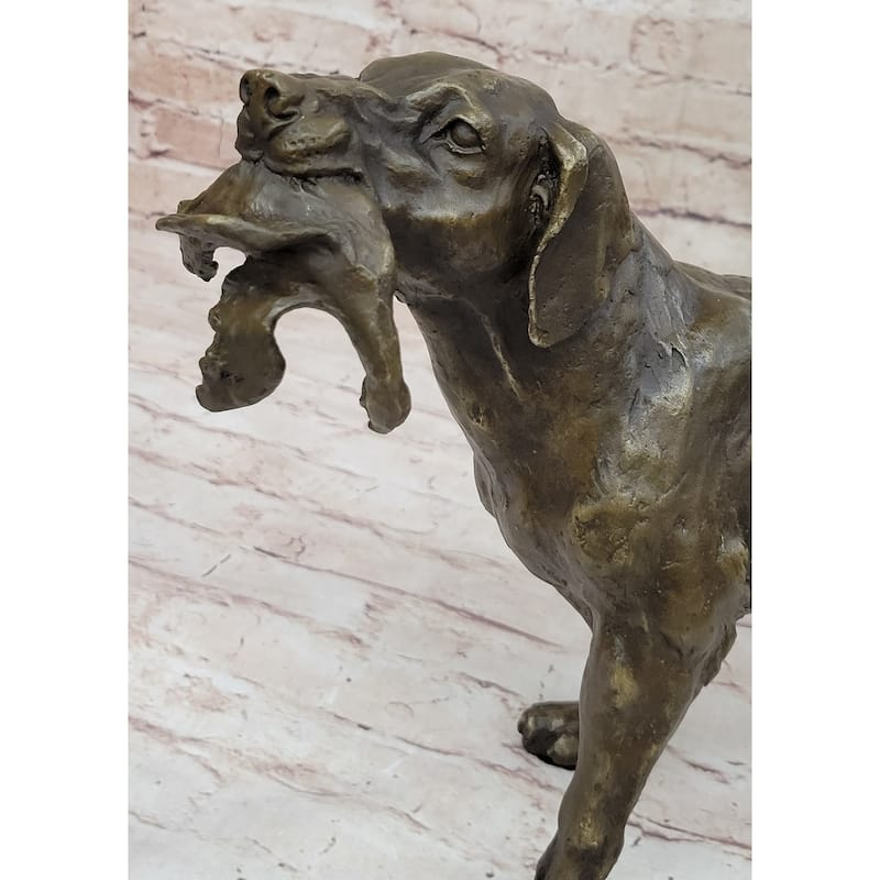 Signed Truffot Hunting Dog With Dead Bird Bronze Art Deco Sculpture Home Decor