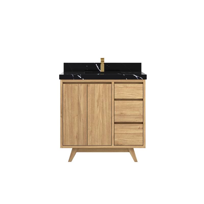 Willow Collections 36 in. W x 22 in. D Madison Teak Center Sink Bathroom Vanity with Countertop