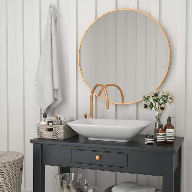 Accent Wall Mount Mirror with Aluminum Frame - Round Wall Mirror