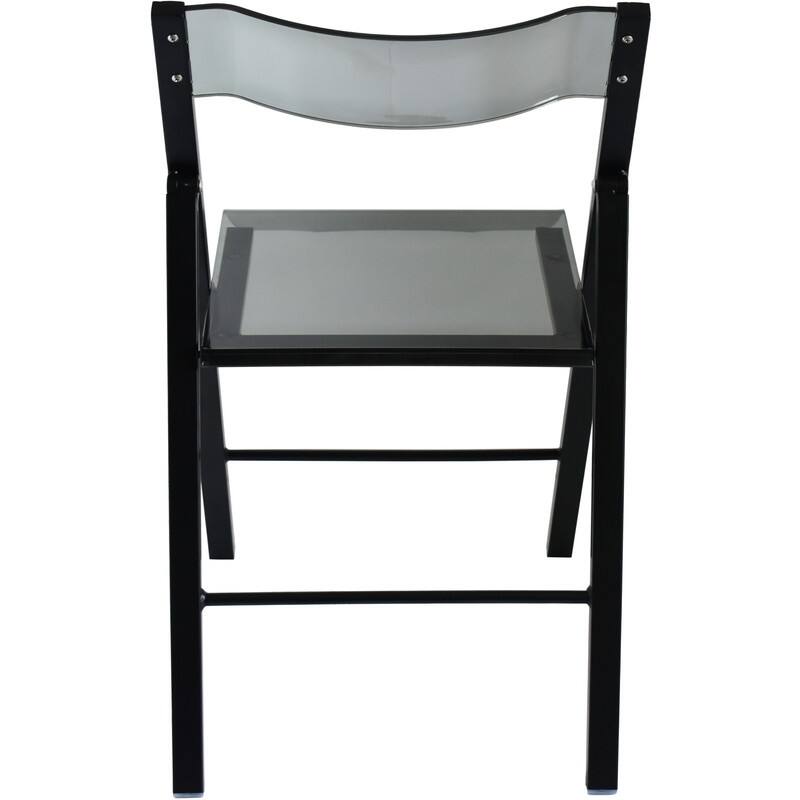 Menno Modern Folding Acrylic Dining Chair in Black Frame Stainless Steel with Rubber Pads, Fade Resistant, Assembled (Set of 2)