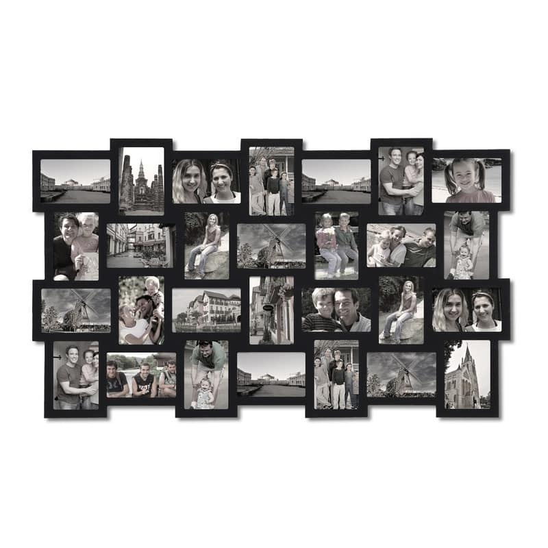 ADECO Photo Frame 28 Opening Black Wood Wall Hanging Collage Clustered