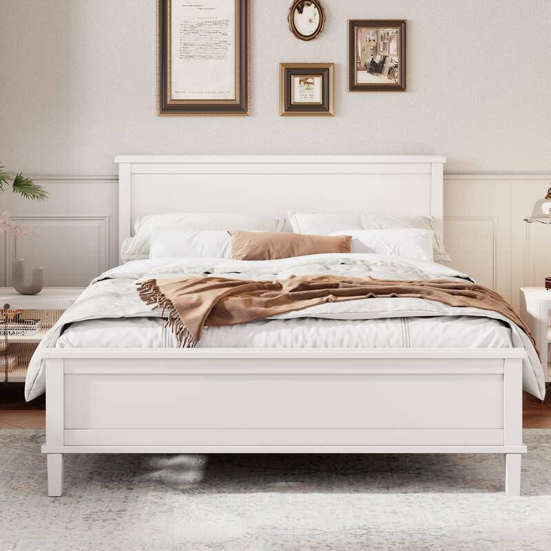 Stylish & Durable Design Modern Wood Platform Bed by Harper&Bright Designs - White - King
