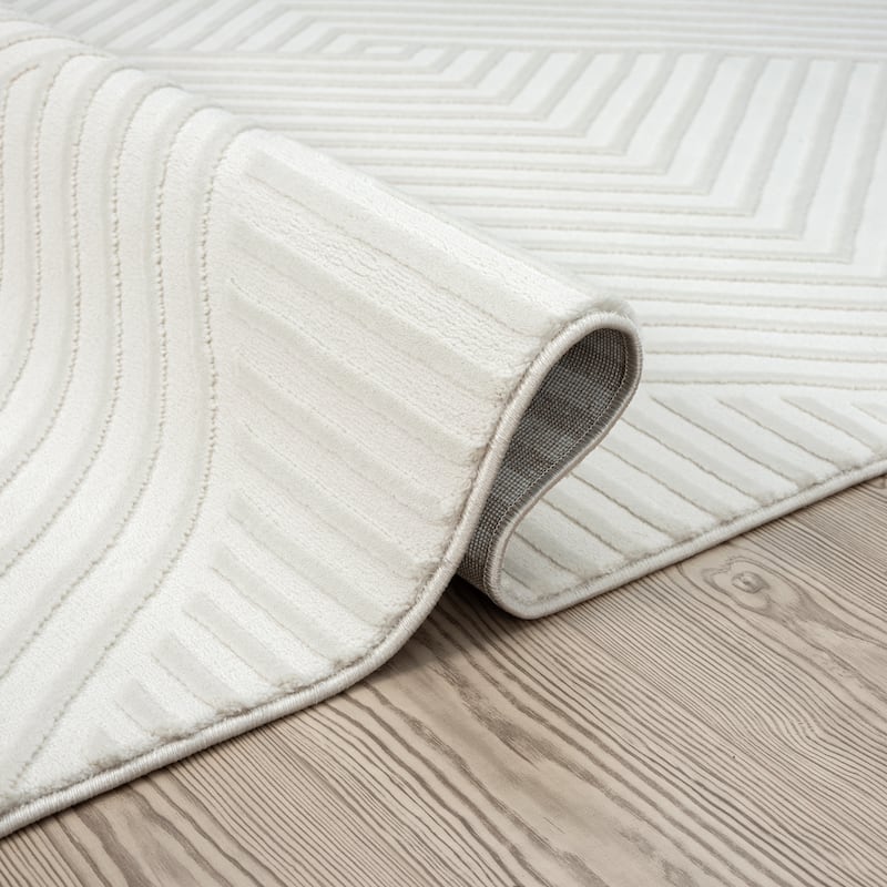 Abani Neutral NTL140 Lines Area Rug
