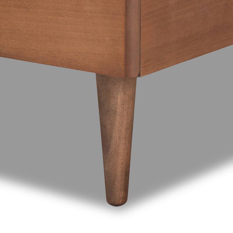 Seren Mid-Century Modern Fabric Upholstered and Wood Twin Platform Bed