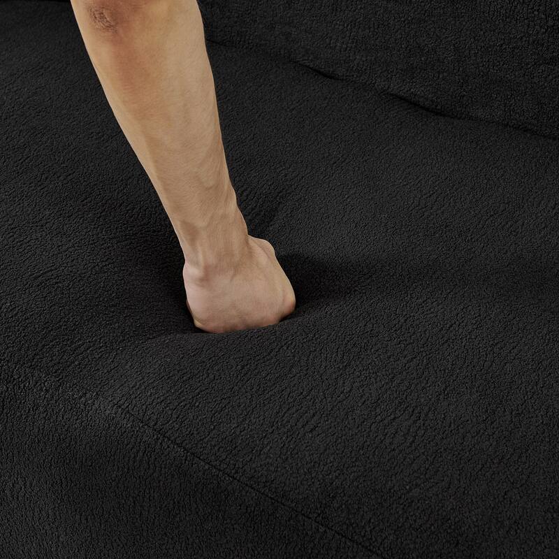 Roomfitters Curved Modular Sectional Sofa in Lamb's Wool Fabric, Modern Compressed Sofa No Assembly, Cozy for Living Room