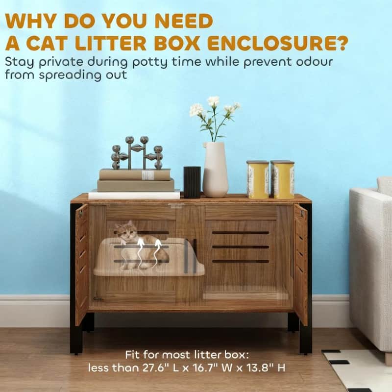 Cat Litter Box Enclosure with Tall Legs