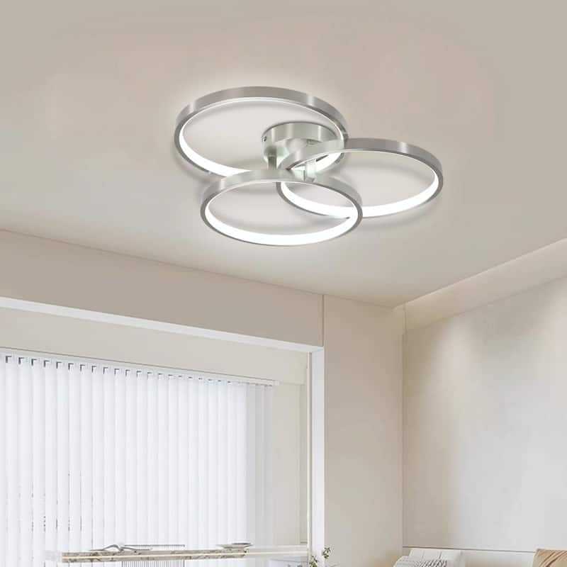 Contemporary Three-Ring Semi-Flush Mount Ceiling Lamp