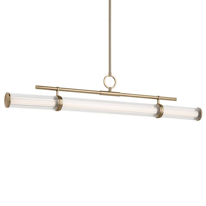Riven 48.25 Inch LED 1 Light Linear Chandelier with Clear Fluted Glass in Champagne Bronze