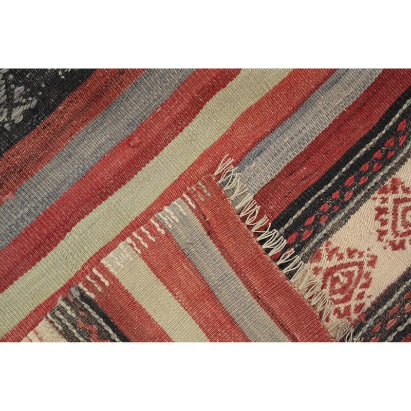 Hand Woven Oriental 100% Wool Carpet Southwestern Tribal Multi-Colored Kilim Area Rug - 9' 9'' X 5' 0''