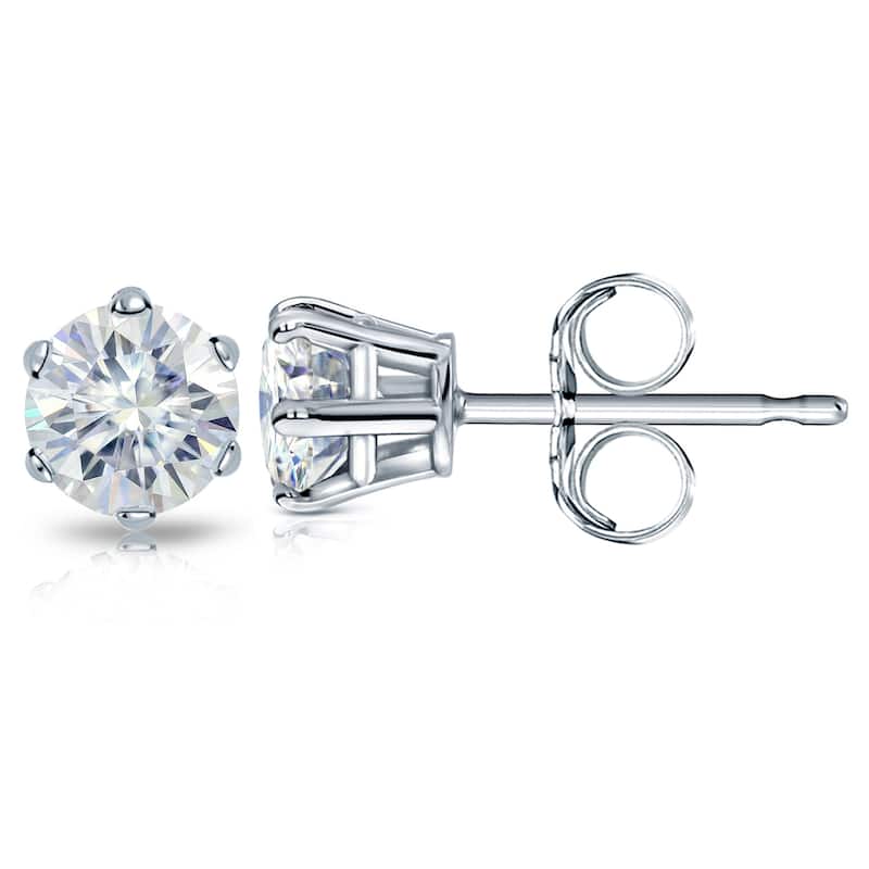 Auriya 1ctw Round Moissanite Stud Earrings 14k Gold - 5 mm - White