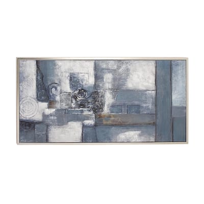 Canvas Abstract Living Room Framed Wall Art with Silver Frame - Gray - Roche River Decor