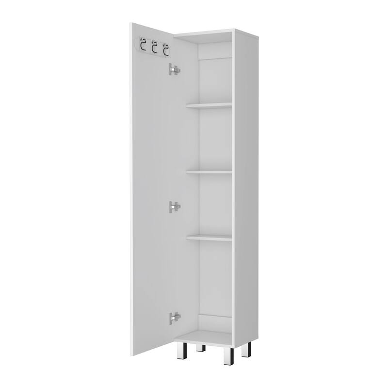 HomeRoots 16" White Accent Cabinet With Four Shelves - 15.70 in. x 70.90 in. x 12.30 in.