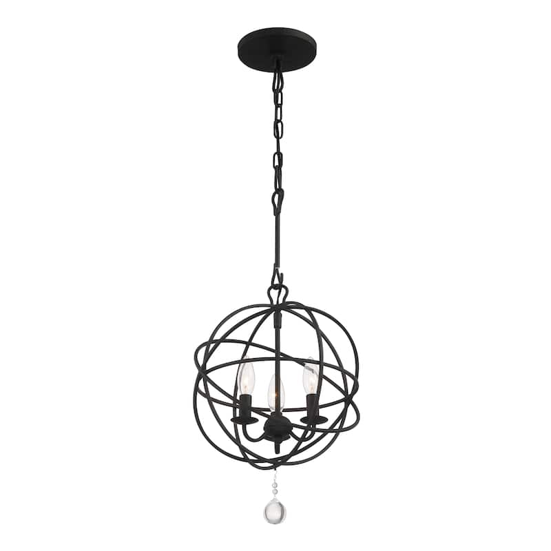 Solaris 3 Light Black Mini Chandelier - 12.5''W x 16.5''H