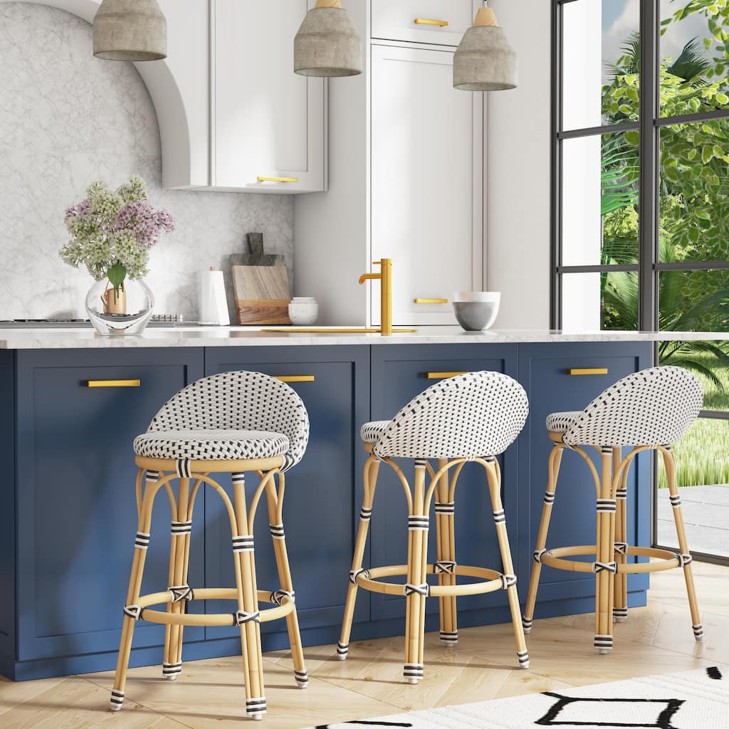 Inez 24 in. Seat Height Rattan Low Back Counter Stool