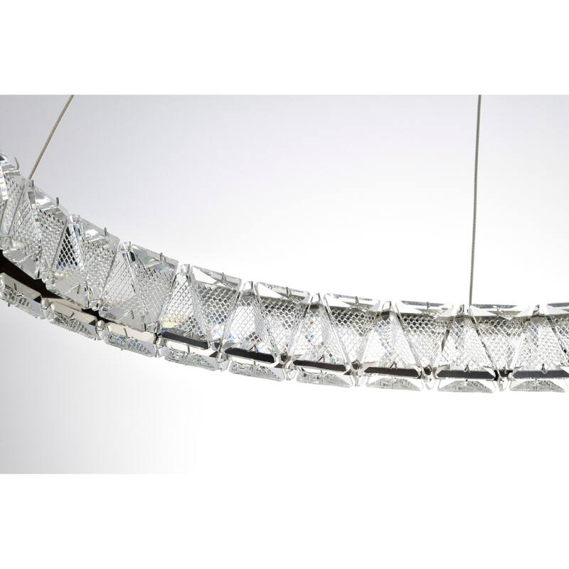 Asher LED 36 Inch Round Pendant Polished Nickel Finish K9 Crystal - Polished Nickel