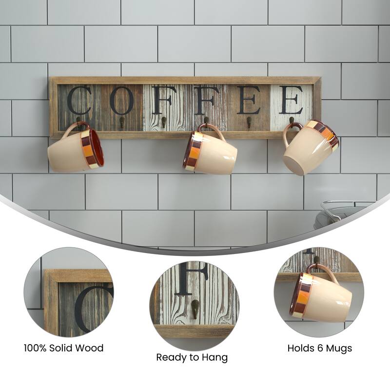 Wall Mount Printed Coffee Mug Rack