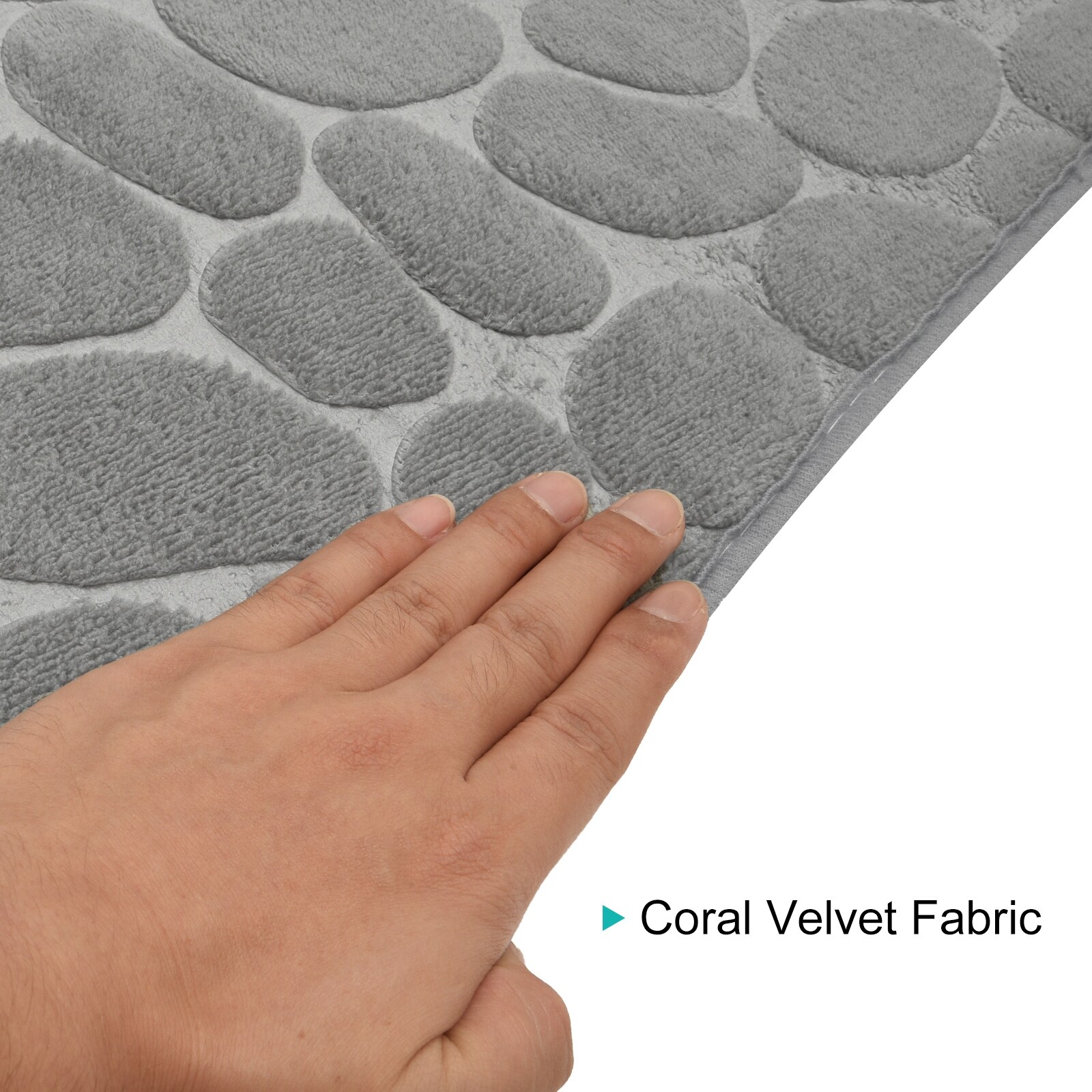 Cheap Memory Foam Embossed Velvet Carpet Bathroom Living Room Non-Slip Mat  Cobblestone Floor Mat
