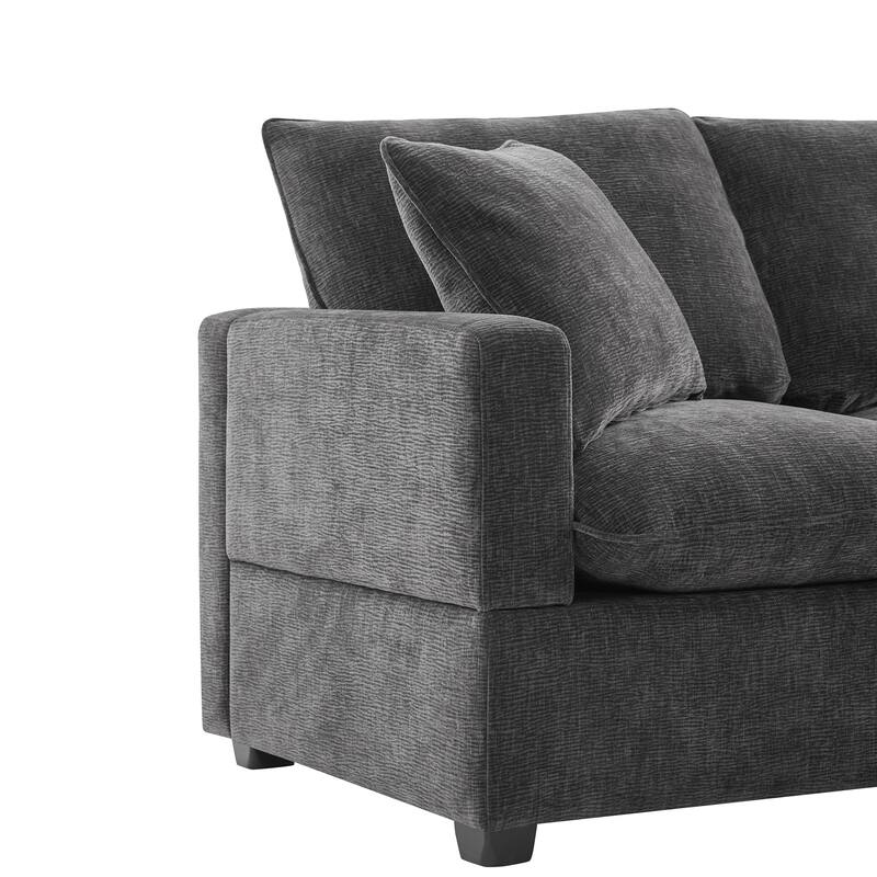 84" Modular Chenille 4-Seat Sectional Sofa Set with 2 Pillows and Removable Cushions, Perfect for Living Space