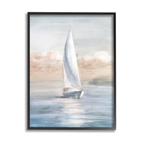 Stupell Industries Sailboat Under Cloudy Morning Sunrise Soft Contemporary Ocean Framed Wall Art