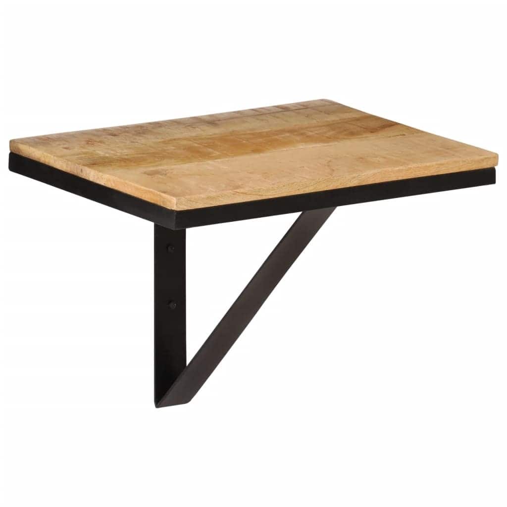 vidaXL Wall Shelf Natural Wood and Black Solid Mango Wood, Iron Medium - 11.8 x 15.7 x 12.6 in