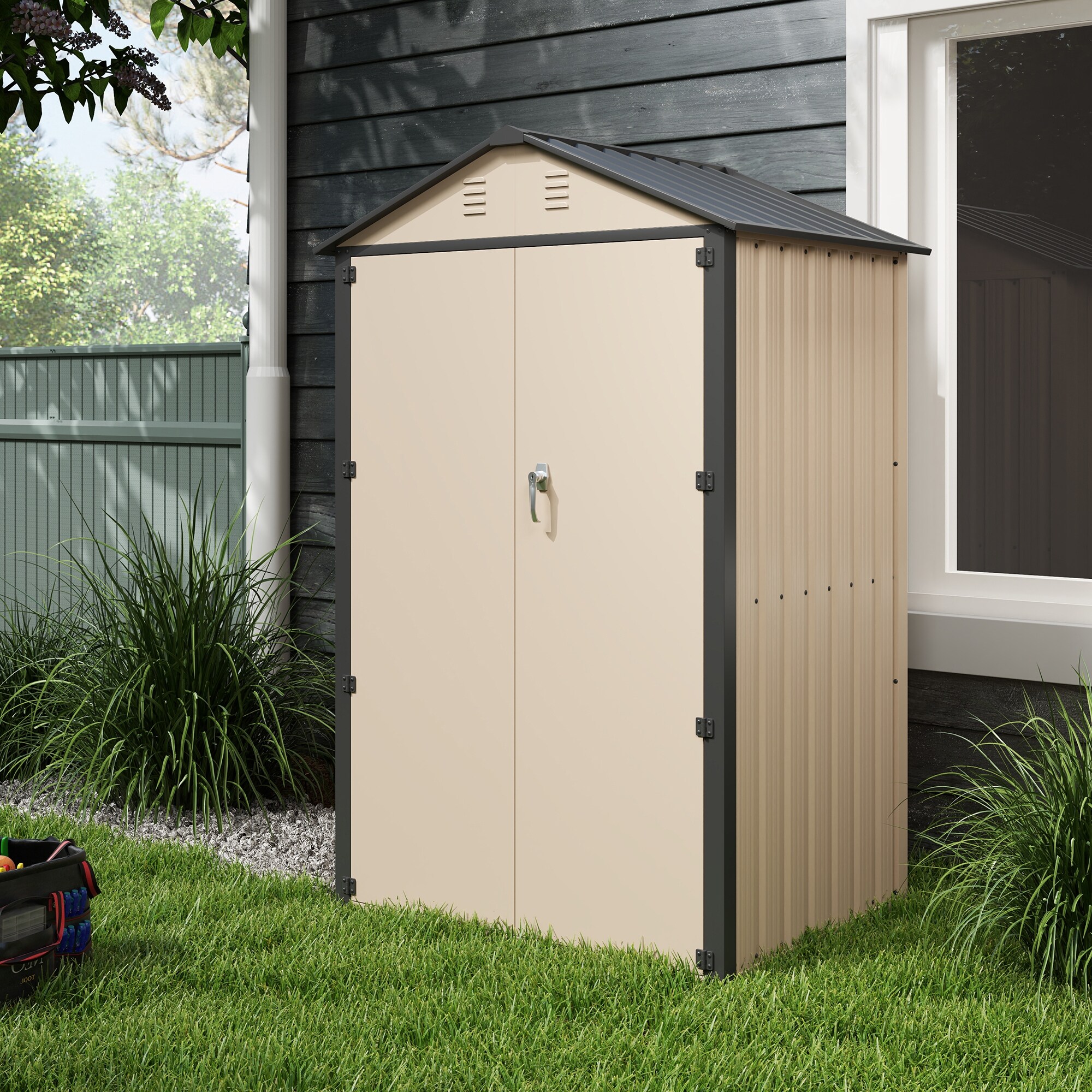 6x4x3 FT Outdoor Storage Shed,with Lockable Door for Bike, Tools
