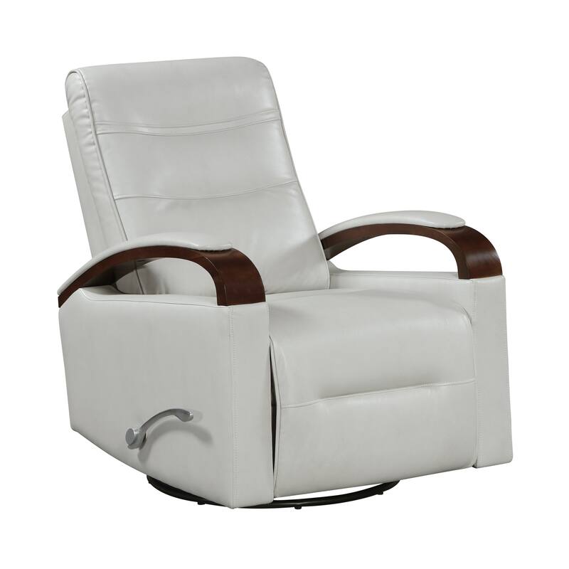 Meredith 31.5" Faux Leather Swivel Glider Recliner - Rubberwood Arm - Smoke