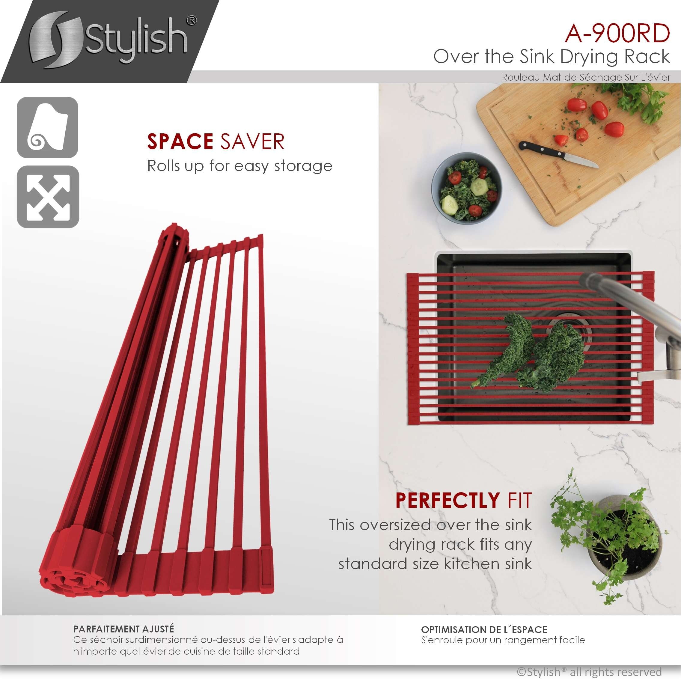 STYLISH Multipurpose Over Sink Roll Up Dish Drying Rack Bed Bath