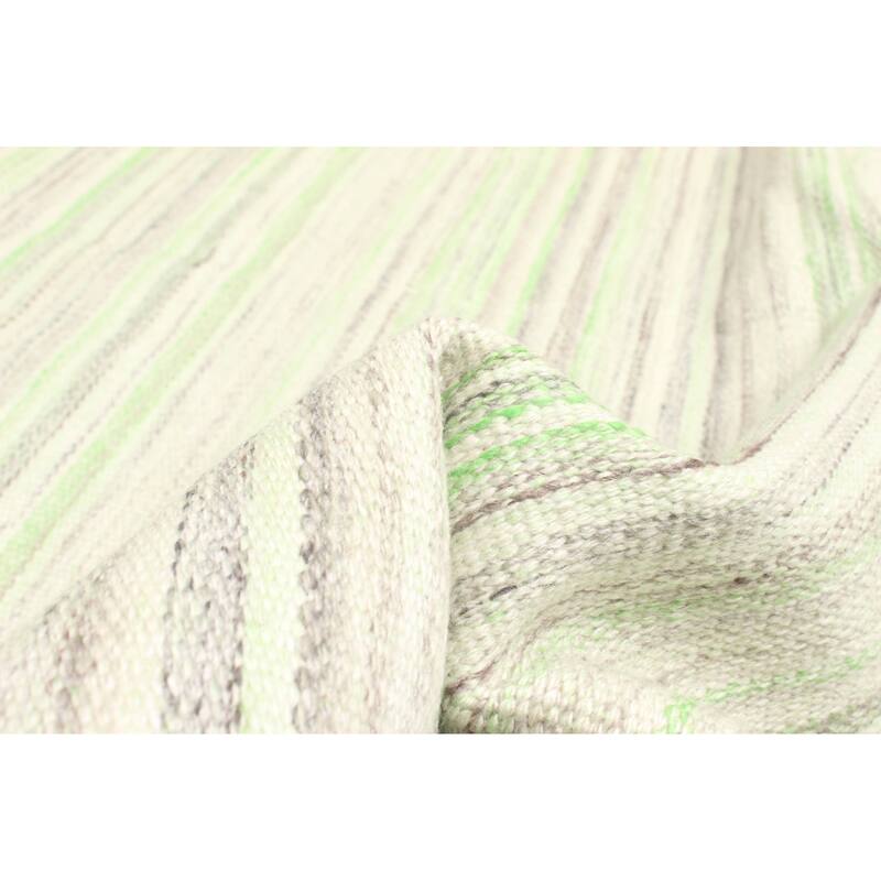 ECARPETGALLERY Flat-Weave Ankara FW Light Green, Light Green Wool Kilim - 5'2 x 7'9