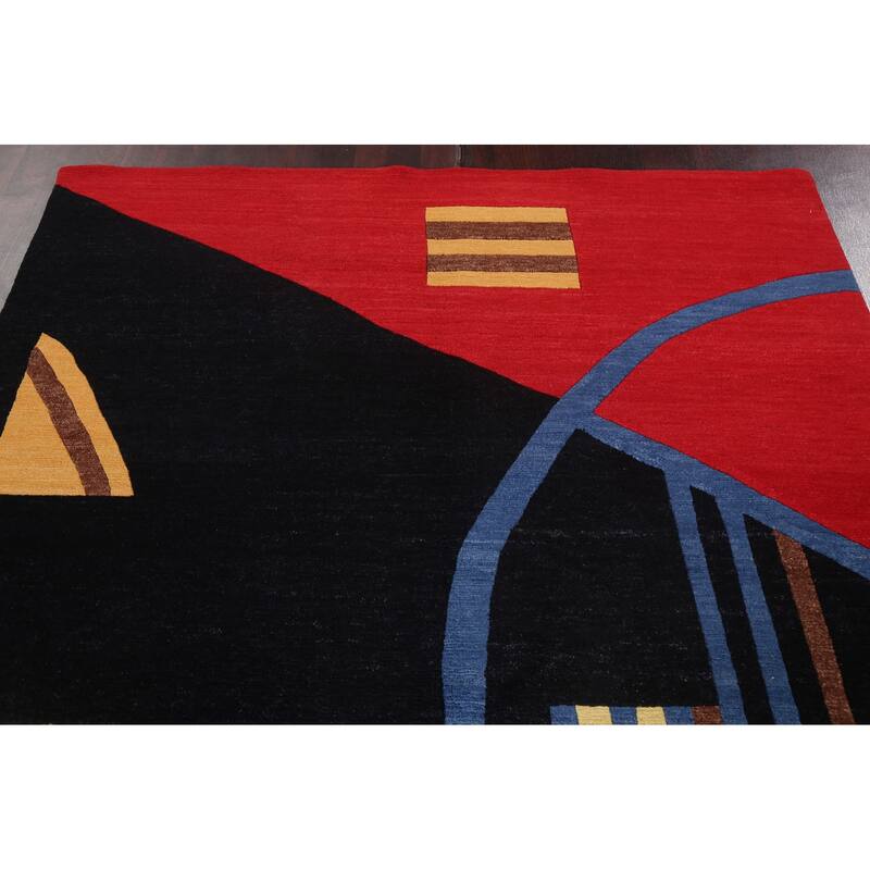 Abstract Nepalese Vegetable Dye Oriental Area Rug Handmade Wool Carpet - 6'0" x 9'0"