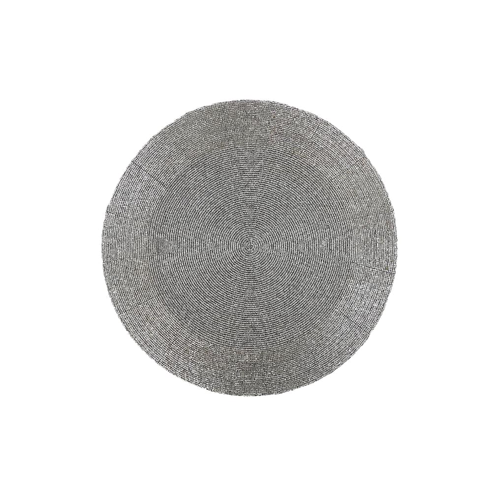 Christmas Beaded Round Placemat Silver - Set of 4