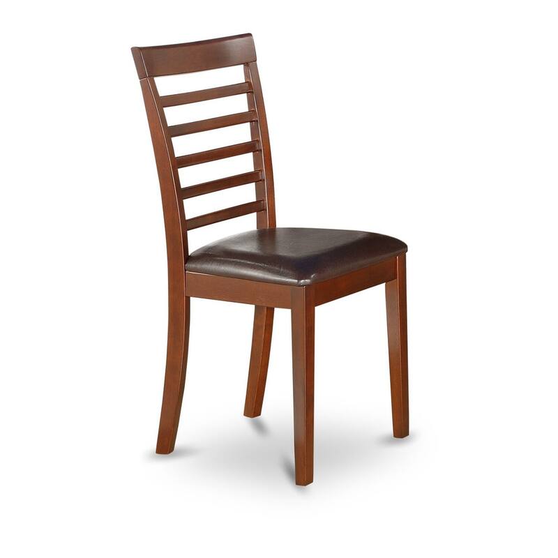 East West Furniture Milan Kitchen Dining Chairs - Ladder Back Dining Room Chairs, Set of 2, Mahogany (Seat Type Options)