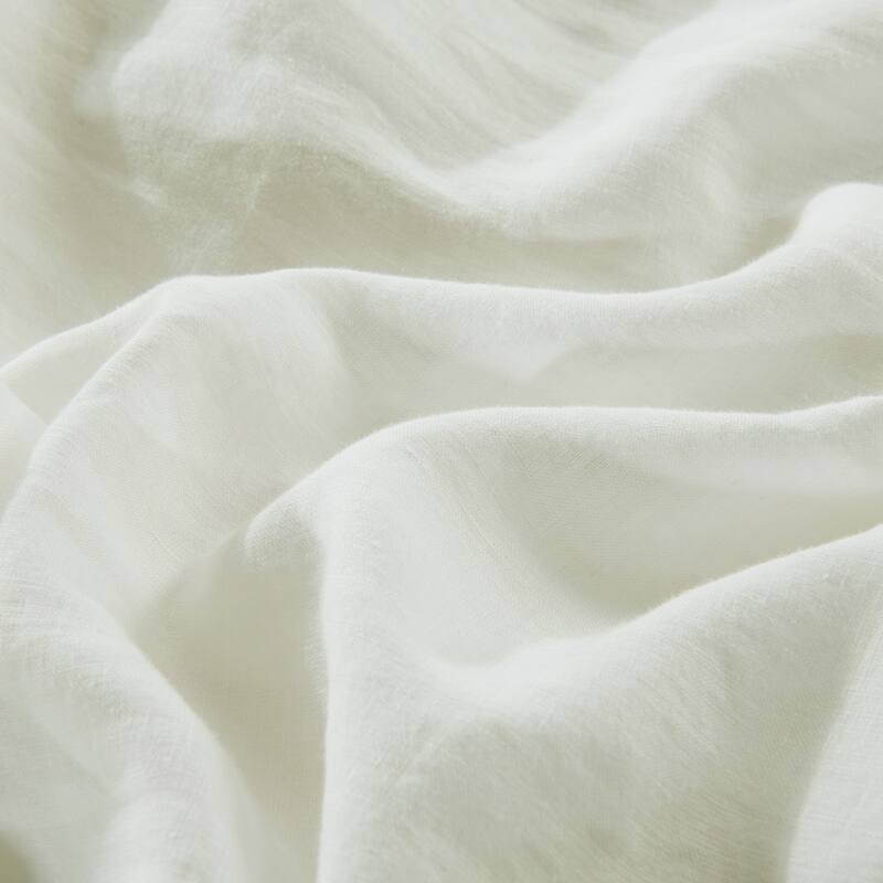 WHOLINENS Stone Washed French Linen Blend Duvet Cover & Pillow Shams Set