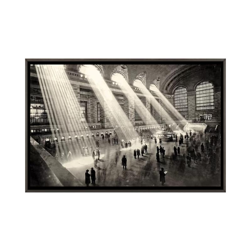 iCanvas "Grand Central Terminal, New York c.1930 " by Rue Des Archives Framed - Charcoal - 18x26