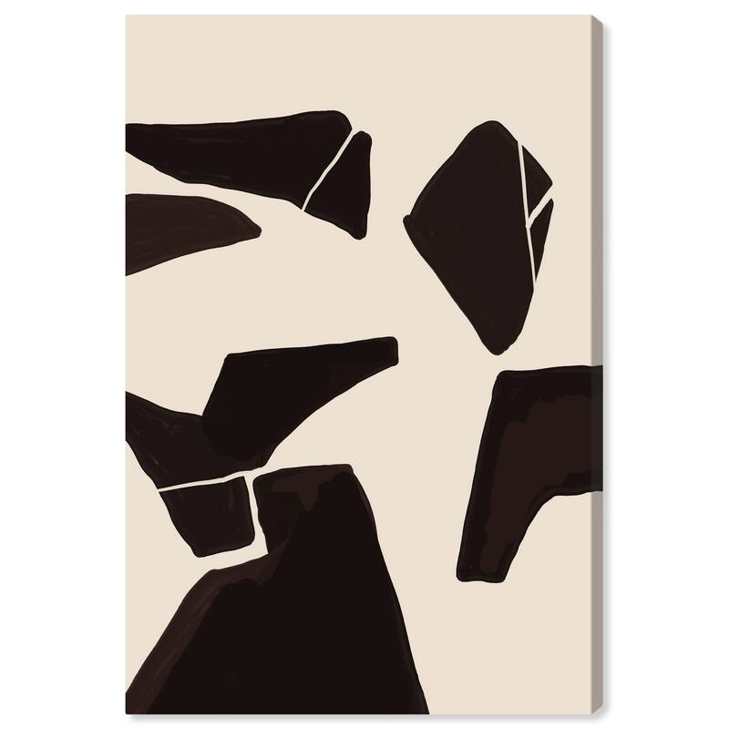 Wynwood Studio Canvas Abstract Broken Black and Cream White Modern & Contemporary Wall Art Canvas Print