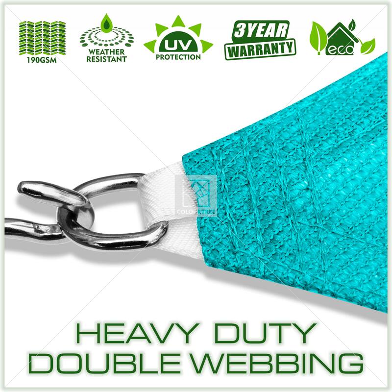 ColourTreeUSA Triangle Sun Shade Sail HDPE Mesh Fabric Screen Canopy UV Block 190 GSM