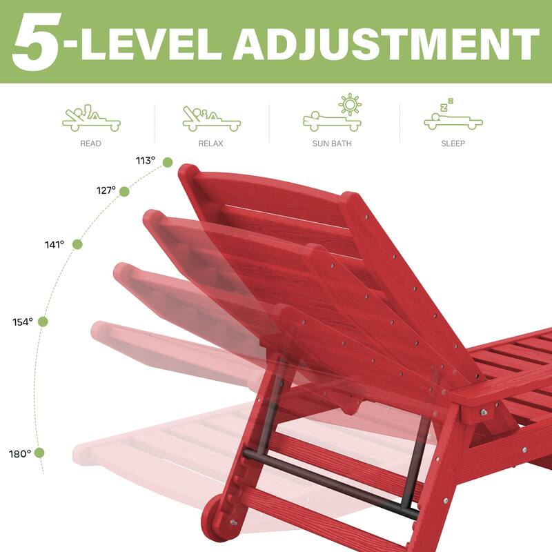 HDPE Frame Adjustable Backrest Patio Lounge Chair