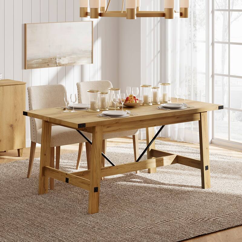 WAMPAT Rustic Modern Kitchen Dining Room Table for 6 People