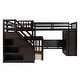preview thumbnail 7 of 16, Twin-Twin over Full L-Shaped Bunk Bed with 3 Drawers, Portable Desk, Wardrobe, Guardrails & Solid Pine Frame, Espresso
