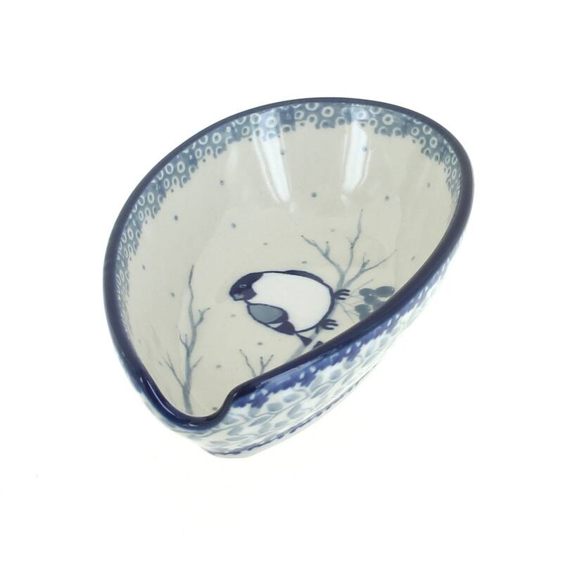 Blue Rose Polish Pottery 381 Ceramika Artystyczna Small Spoon Rest - Bluebird