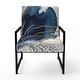preview thumbnail 16 of 25, Designart "Abstract Pattern With Blue & Golden II" Upholstered Abstract Accent Chair and Modern Arm Chair