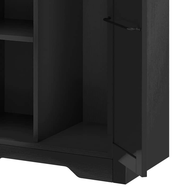 Moasis Broom Closet Storage Cabinet with Doors, Farmhouse Cleaning Tool Cabine with Shelves
