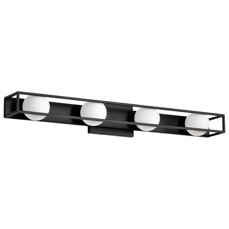 Jenkins 32 Inch 4 Light LED Vanity Matte Black with Frosted Glass