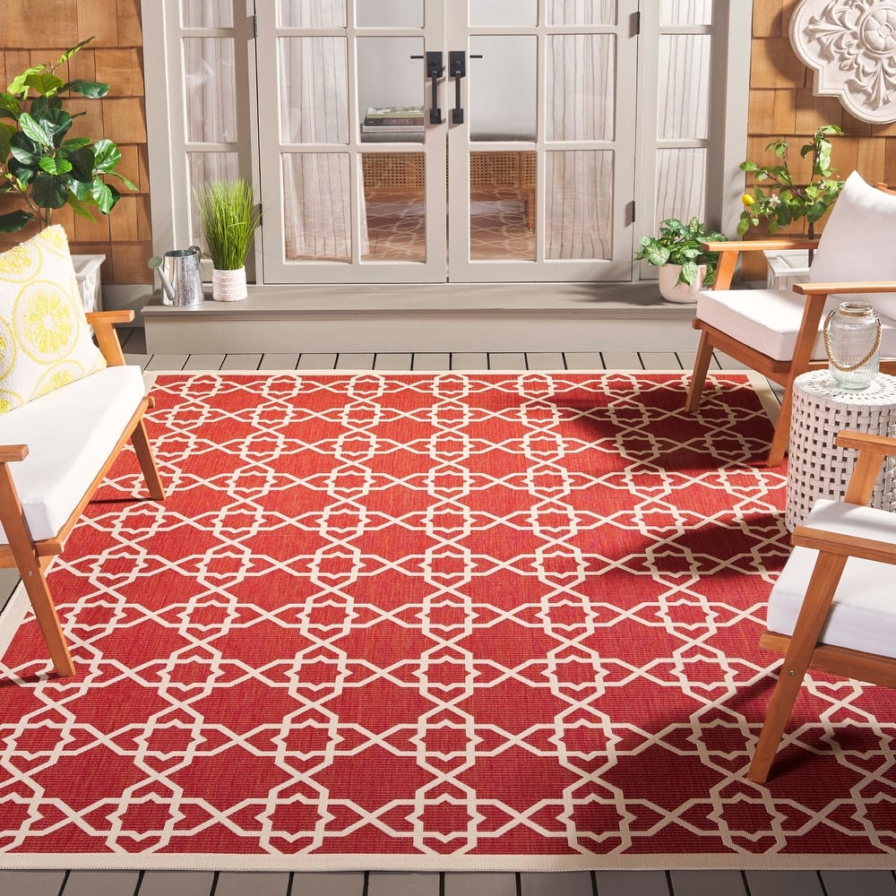 SAFAVIEH Courtyard Hanifa Trellis Indoor/ Outdoor Waterproof Patio Backyard Rug