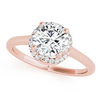 Auriya 14k Rose Gold Lab Grown Round Diamond Halo Engagement Ring 0.50 to 5.00 ct. tw. (F-G VS)