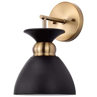 Perkins 1 Light Wall Sconce Matte Black with Burnished Brass