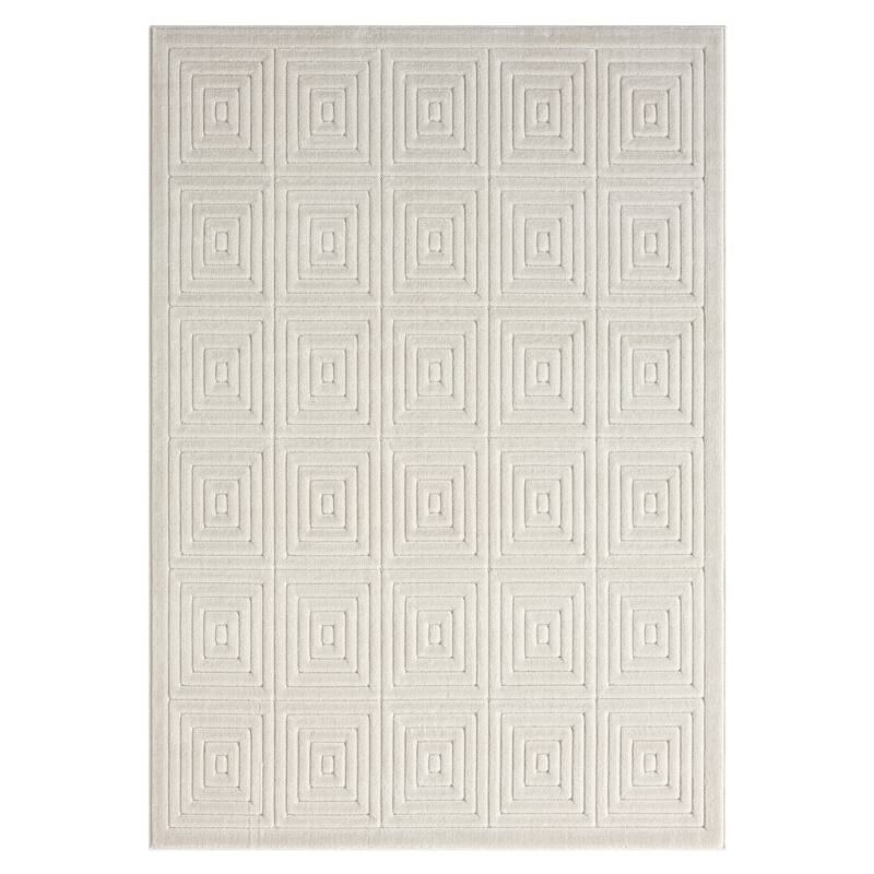 Sevita Modern Geometric Indoor/Outdoor Area Rug - 5' x 7' - Ivory